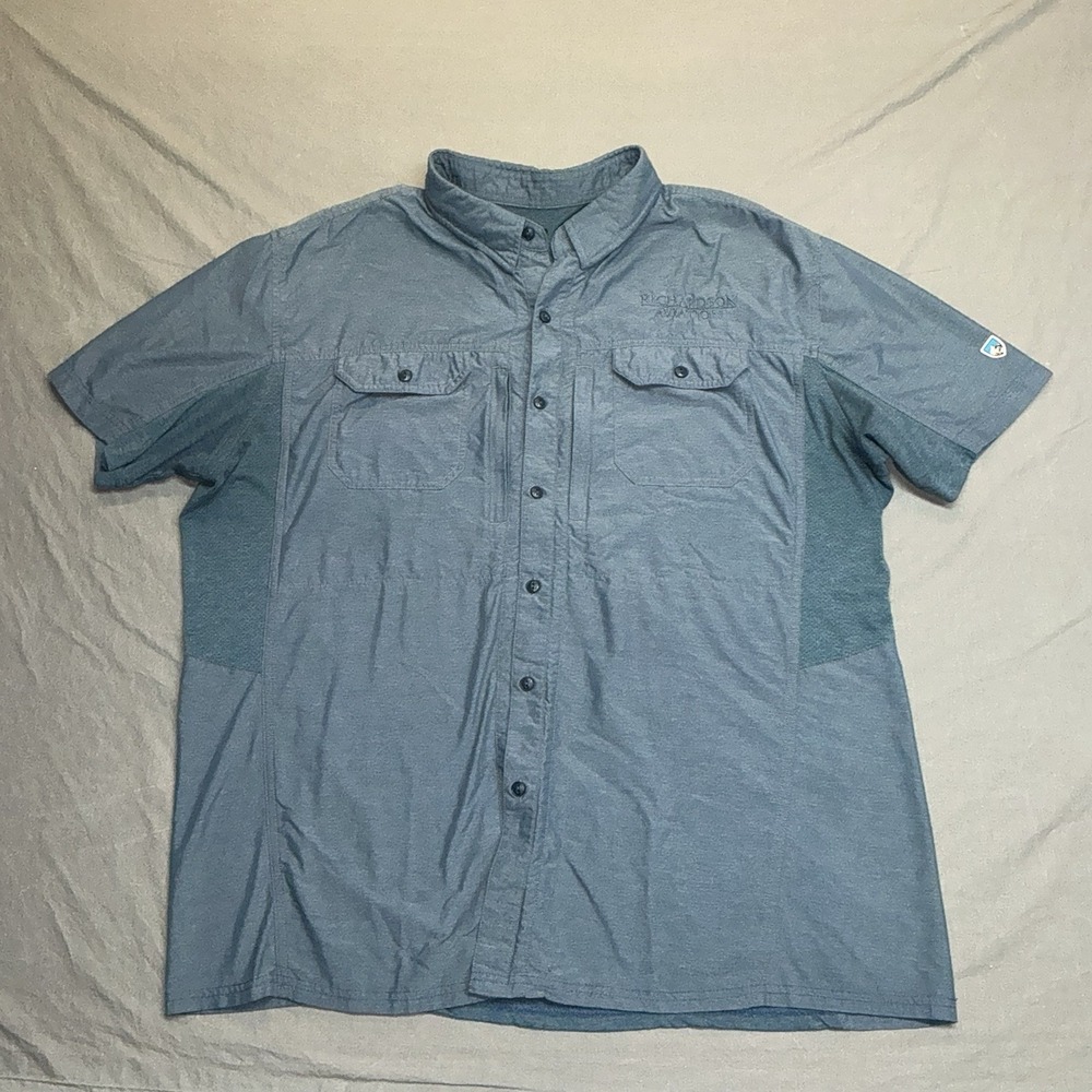 Kuhl Mens XL Short Sleeve Button Down Shirt Gray Hiking Outdoor
